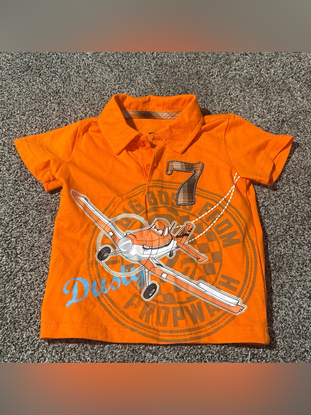 Planes by Disney Toddlers Polo Shirt Dusty Embroidered 7 size 12M Orange